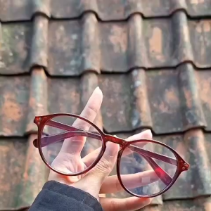 Kacamata Anti Radiasi Wanita Pria Lensa Bentuk Oval Bahan Metal PLAR016