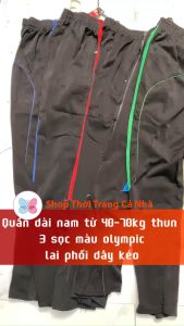 Quần dài thể thao nam 3 sọc dây kéo ống 40kg đến 70kg thun trơn dày Hàng Tốt QN71