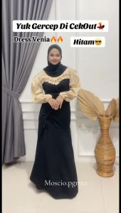 Dress Venia Shimmer Knit Duyung Dress Kondangan Wanita Fashion Style Wanita Cantik Dress Kondangan COD