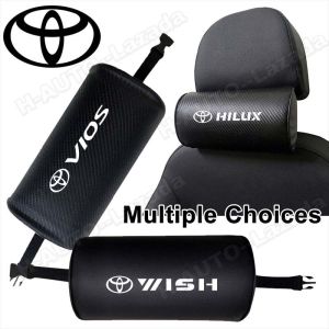 Car Headrest Pillow For Toyota Wish Alphard Vios Cross Estima Hilux Rush Fortuner Supra Avanza Ae86 Altis Camry Innova Harrier Veloz Yaris Voxy Neck Pillow Carbon Fiber Neck Support Rest Pillow Seat Cushion Car Accessories