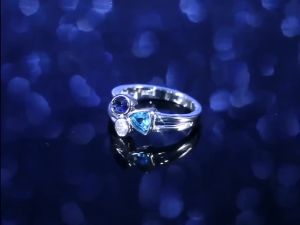 Huitan Round Oval Triangle Stone In One Wedding Ring Superb Fasinating Three Different Color Zircon Stone Engagement Ring Band