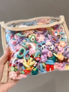 20pcs Korean Fashion Hair Tie Girl Cartoon Cute Ponytail Hair Rope Baby Rubber Band Set Hair Accessories