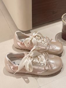 Versatile Ballet Flat Shoes Womens Flats Ribbon French Ballet Shoes Retro Foot Show Little White Shoes Daily Wear