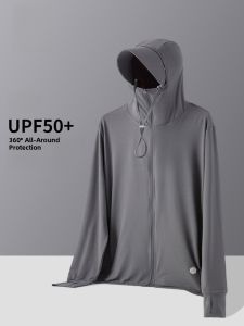 ROMON | Ultra-Thin Summer Sunscreen Ice Silk Casual Fishing Jacket Men Women Outdoor Breathable Lightweight Zipper Hooded Long Sleeve