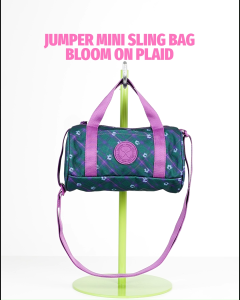 Exsport Jumper Mini Sling Bag Bloom On Plaid Emerald Green S