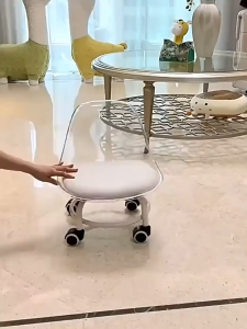 📢 SG Local📢 Household Modern minimalist shoe changing stool backrest small chair artifact with wheel Low Stool Home Childrens Stool