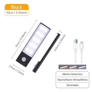 LED Cabinet Light Motion Sensor 3 Color Type-C Rechargeable Magnetic Battery Display Lamp Kitchen Wardrobe Bedroom Indoor Light