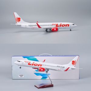 47CM Large Scale LionAir B737 Diecast Resin Airplane Model Toy Kit with Stand for Aviation Enthusiast Gift or Display Collection