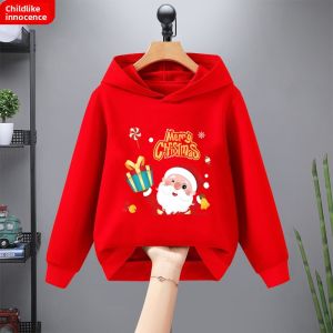 Childrens Hooded Sweatshirt Fleece Lined Warm Top for Boys And Girls Christmas Seasonal Clothing Cotton Polyester Blend