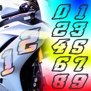 Nhãn dán xe máy laser số phản xạ 0-9 hiệu ứng laser ba chiều Đề-can chống thấm nước xe hơi xe đạp tạo kiểu xe tay ga fairing trang trí