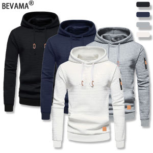 Mens Waffle Pattern Hoodie Autumn/Winter Casual Solid Pullover Warm Sweatshirt Loose Outdoor Sports Hoodie Tops Mens Clothing