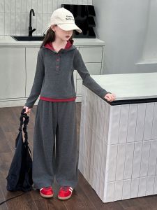 MPW | Trendy Two-Piece Set For Girls Spring Autumn Hooded Sweatshirt Casual Korean Style Mid-Large Children Fashionable Outfit