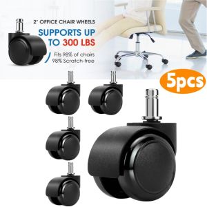 5Pcs Universal Mute Office Chair Wheel Caster 2 Inch Heavy Duty Swivel Castor DIY Replace Furniture Wheels Roller Rubber Brake