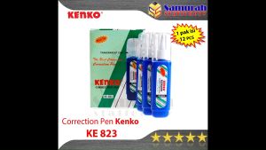 Correction Pen Kenko Ke-823 Metal Tip / Tip-Ex Cair KE 823 Biru 1 Box isi 12 pcs / Tipe X Fluid Ke823 Ujung Besi