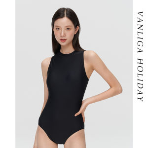 ชุดว่ายน้ำแบบสวมหัวสีดำ Vanliga ทรงเข้ารูป ทรงสามเหลี่ยม แขนกุด สำหรับผู้หญิง ชุดว่ายน้ำลำลอง ชุดว่ายน้ำสตรี