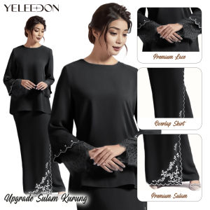 yeleedon baju raya perempuan Baju Kurung Sulam with Embroidery Premium overlap Embroidery Baju Kurung Modern Lace Plain Ironless Kebaya Elegant lilac Muslimah Wear Fesyen Terkini 2025