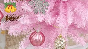 NUVOX 8Ft Artificial Pink Pencil Christmas Tree Slim Xmas Tree with 750 Branch Tips and Metal StandEasy to assemble