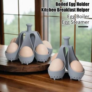 Boiled Egg Holder Silicone Egg Steamer Tray with Anti-scald Handle for Fast Cooking Easy High Temp Resistant Egg for Healthy
