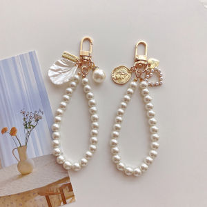 สร้อยข้อมือสั้นสำหรับโทรศัพท์มือถือ โซ่พรีเมี่ยมสีทองแดงผสมโลหะผสม จี้ลูกปัดไข่มุก จี้เรือเรโทร โซ่โทรศัพท์มือถือ