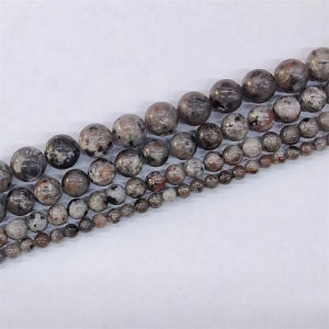 Round Flame Natural Stone Beads Yooperlite Fire Sodalite Loose Spacer for Jewelry Making DIY Bracelets Necklace