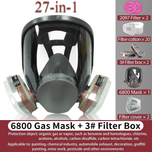 2097 Filter 6800 Gas Mask Full Face Cover - For Paint Spraying Dust Organic Vapors and Industrial Odor Defense