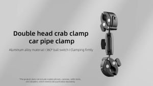 TELESIN Double Head Clamp Mount 360 Degrees For Monopod Tongsis At Motorcycle Bike Pipe Handlebar Motor Sepeda Pipa Action Cam Brica B-Pro5 GoPro Insta360 SJCAM