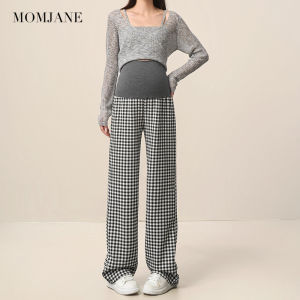 Mom Jane | Maternity Checkered Wide-leg Thicken Pants