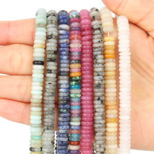 6x2mm Flat Round Natural Stone Amazonite Labradorite Agate Bead Rondelle Disc Loose Beads for Jewelry Making DIY Bracelet 15