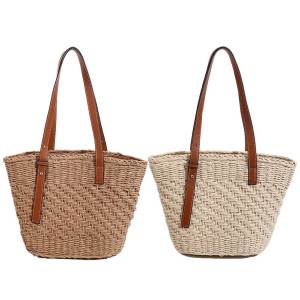 【Fast delivery】 Womens Large Woven Straw Shoulder Bag for Summer Beach Travel Casual Crossbody Purse