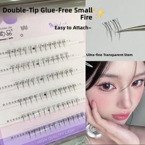 MENGJIESHANGPIN | Natural Looking No Glue White Flower False Eyelashes Easy To Use Thickened Curly Black Stem Synthetic Fiber For Any Skin Type