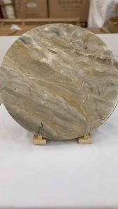 CENTRAL STONE Italian Natural Marble Coffee Side Table Dia50cm -Venice Brown