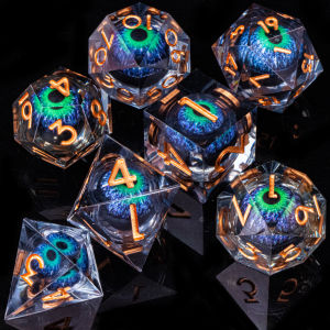 Dragons Eye Resin Dice: 7PCS Liquid Core Dice Set & Sharp Edge Polyhedral D&D Dice