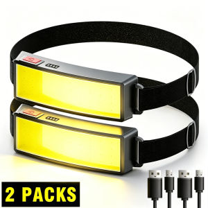 COB 180° Floodlight LED Headlamp FlashlightFlashlight 3 Modes Built-in USB Rechargeable Battery Head Lamp Hiking Camping Lamp
