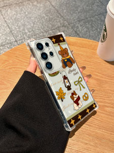เคสโทรศัพท์ Samsung S24 รุ่นใหม่ป้องกันการตกหล่นแบบเต็มจอ ดีไซน์การ์ตูนน่ารัก เคสโทรศัพท์มือถือแบบใสพร้อมปุ่มโลหะ