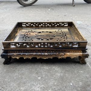 Khay trà chân quỳ gỗ mun cao cấp 45x35cm