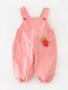 Cotton Overalls Baby Girl Spring Autumn Breathable Lightweight Nine Points Pants Adorable Loose Fit Comfortable Infant Clothes
