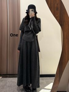 Ge·an·fei | Bộ Đầm Len Lông Cừu Sang Trọng Dài Cho Mùa Thu