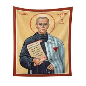 Thánh Maximilian Colbert Công Giáo Tường Thảm Tấm Thảm Tường Tranh Chân Dung Tôn Giáo Trang Trí Nhà Sợi Polyester Phòng Ngủ Treo Tường