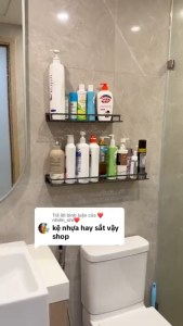 Kệ đựng đồ nhà tắm dán tường chất liệu Hợp kim nhôm chống gỉ cao cấp (Kèm keo dán và ốc vít)