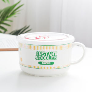 Covered Ramen Bowl with Handle and Chopsticks