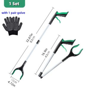 32" Aluminum Alloy Garbage Clip Upgrade Foldable Grabber Reacher Tool Lightweight Trash Claw Grabbers Magnetic Pick Up Stick