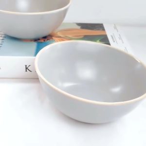 ถ้วย สไตล์มินิมอล ถ้วยคาเฟ่ ชามคาเฟ่ สีเทาขอบขาว ขนาด 6.5 นิ้ว ผลิตจาก เซรามิก อย่างดี เข้าไมโครเวฟได้