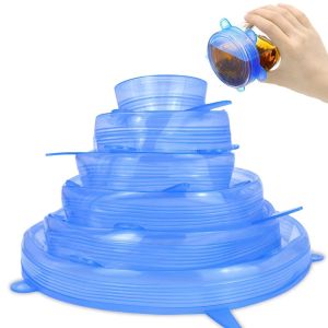 BỘ 6 NẮP ĐẬY THỰC PHẨM SILICONE - Màng Bọc Thực Phẩm Silicon Che Thức Ăn Hoa Quả - LAZYL