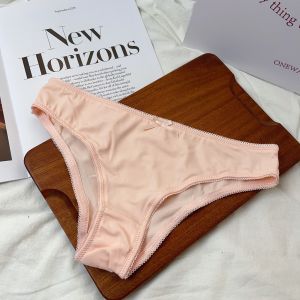 Plus Size Underwear Womens Basic Style Half Hip Fashion New Minimalist Solid Color Girl Briefs Plaid Breathable Half Hip Ice Silk