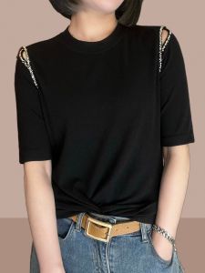 Shalldoer | Cotton Short Sleeve Off-shoulder T-shirt