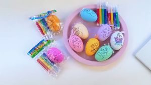 Đồ chơi trứng tô màu kèm 4 bút lông cho bé thỏa sức sáng tạo