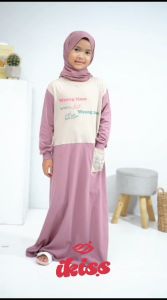 Gamis Anak Perempuan Warna Kombinasi Kaos Katun Combed 24s Premium 5 - 14 Tahun Longdress Trendy