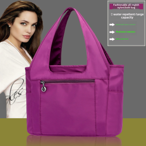 Commute Canvas Tote Bag Women Waterproof Nylon Handbag Simple Large Oxford Cloth Bag Single Shoulder Bag for Young Women