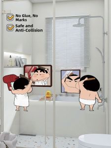 Bathroom Glass Stickers Creative Anti-collision Static Cling Cartoon Decals Waterproof Decorations for Toilet Decor