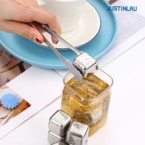 JUSTINLAU Reusable Stainless Steel Ice Stone Quick-freezing Chilling Stones Beverages Beer Whiskey Cooling Rock Party Bar Tools